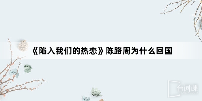 《陷入我们的热恋》陈路周为什么回国
