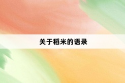 關於稻米的語錄