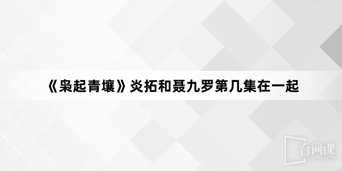 《枭起青壤》炎拓和聂九罗第几集在一起