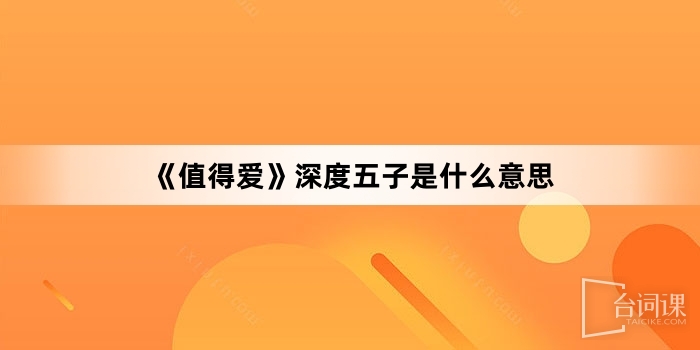 《值得爱》深度五子是什么意思