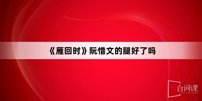 《雁回时》阮惜文的腿好了吗