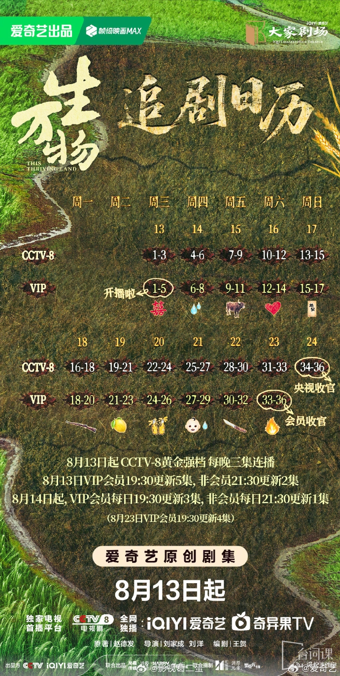 電視劇《生萬物》追劇日曆