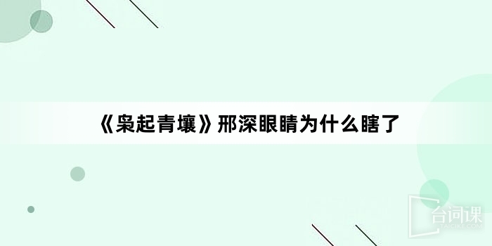 《枭起青壤》邢深眼睛为什么瞎了