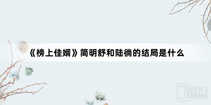 《榜上佳婿》簡明舒和陸徜的結局是什麼