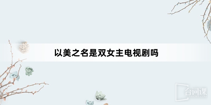 以美之名是双女主电视剧吗
