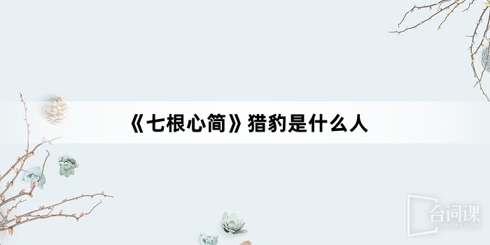 《七根心简》猎豹是什么人