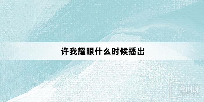 許我耀眼什麼時候播出
