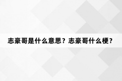 “志豪哥”网络梗词解释
