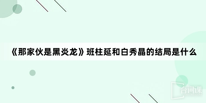 《那家伙是黑炎龙》班柱延和白秀晶的结局是什么