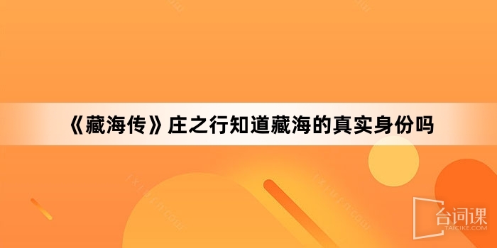 《藏海傳》莊之行知道藏海的真實身份嗎