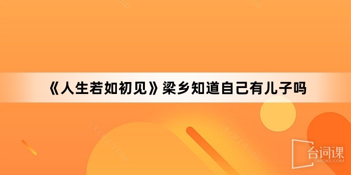 《人生若如初见》梁乡知道自己有儿子吗