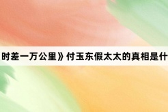 《时差一万公里》付玉东假太太的真相是什么