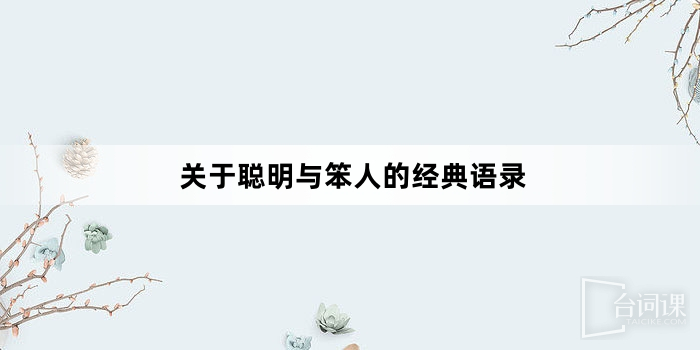 關於聰明與笨人的經典語錄