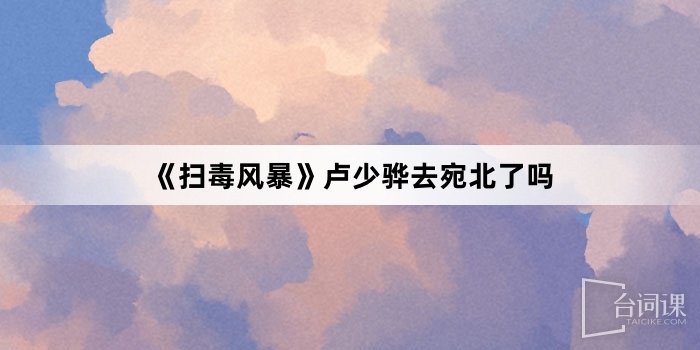 《掃毒風暴》盧少驊去宛北了嗎