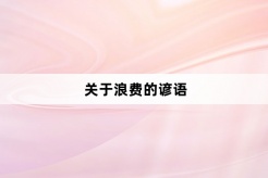 关于浪费的谚语
