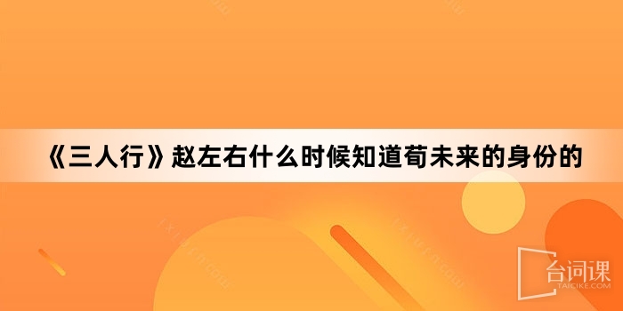 《三人行》趙左右什麼時候知道荀未來的身份的