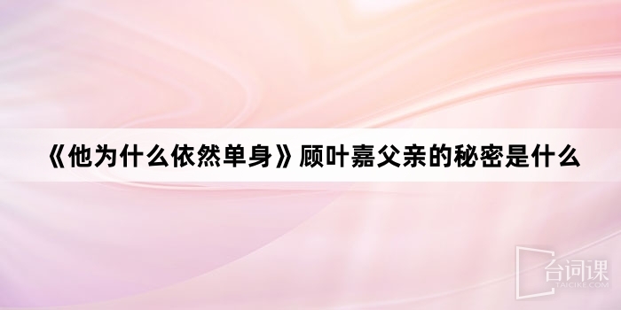 《他为什么依然单身》顾叶嘉父亲的秘密是什么
