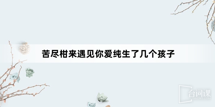 苦盡柑來遇見你愛純生了幾個孩子