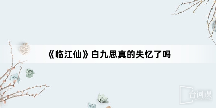 《临江仙》白九思真的失忆了吗