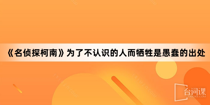 《名侦探柯南》为了不认识的人而牺牲是愚蠢的出处