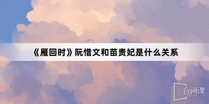 《雁回时》阮惜文和苗贵妃是什么关系