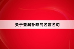 關於查漏補缺的名言名句