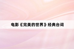 电影《完美的世界》经典台词