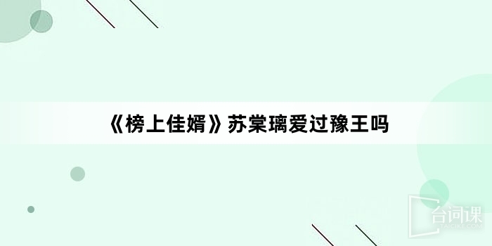 《榜上佳婿》苏棠璃爱过豫王吗
