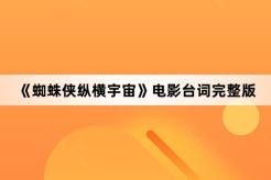 《蜘蛛侠纵横宇宙》电影台词完整版