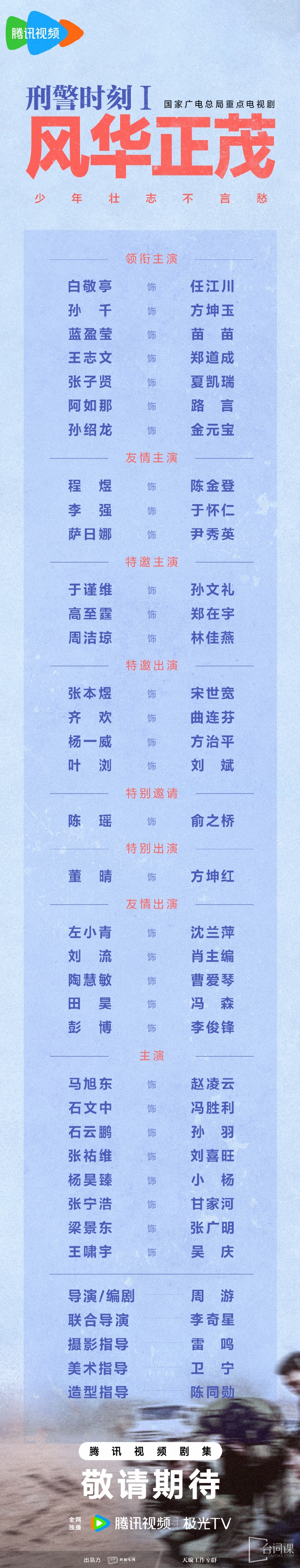 《刑警时刻1风华正茂》官宣主演阵容