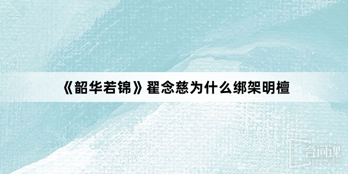《韶华若锦》翟念慈为什么绑架明檀