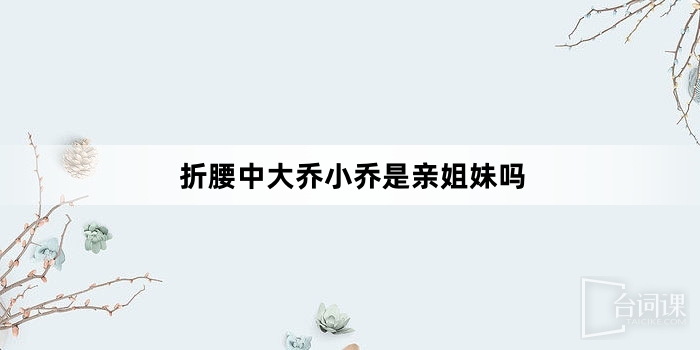 Is Big Qiao Xiao Qiao a sister?