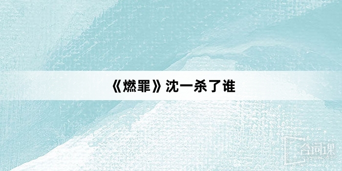 《燃罪》沈一杀了谁