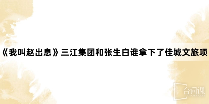 《我叫趙出息》三江集團和張生白誰拿下了佳城文旅項目