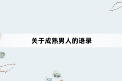 关于成熟男人的语录