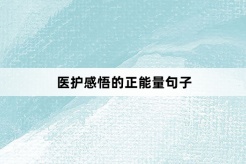 医护感悟的正能量句子