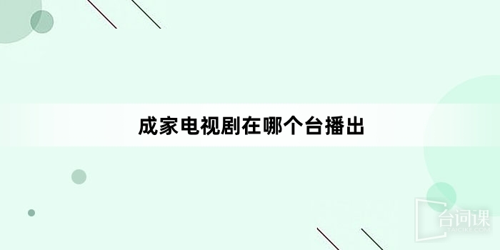 成家电视剧在哪个台播出