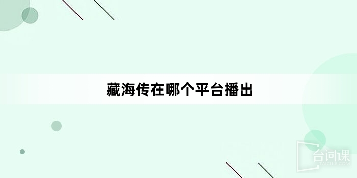 藏海传在哪个平台播出