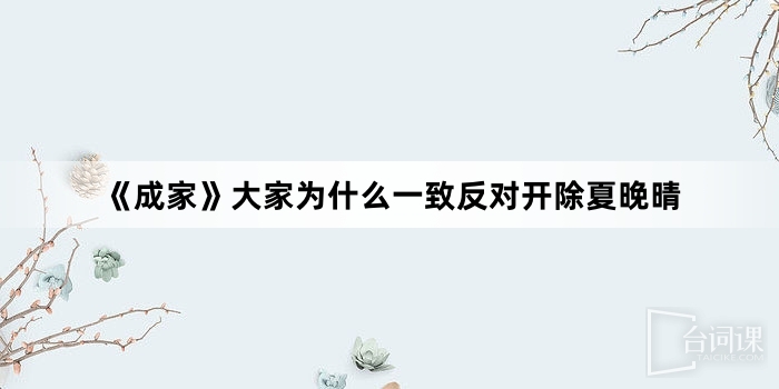 《成家》大家為什麼一致反對開除夏晚晴