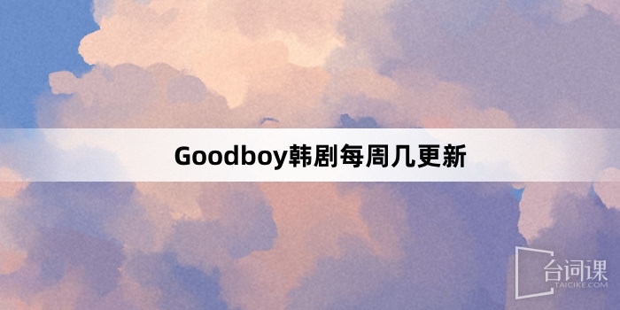 Goodboy韓劇每週幾更新