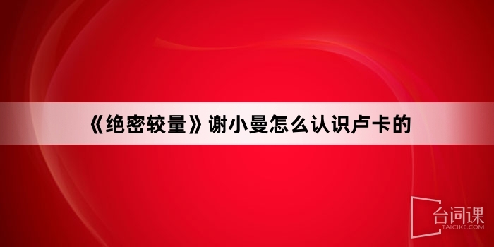《絕密較量》謝小曼怎麼認識盧卡的