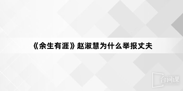 《余生有涯》赵淑慧为什么举报丈夫
